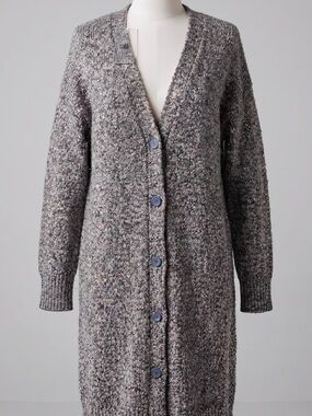 CAbi Coffee Shop Duster Cardigan Metallic Confetti Tweed Grey Size S Style 3881